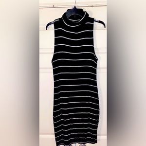 Black and White Striped Sleeveless Dress